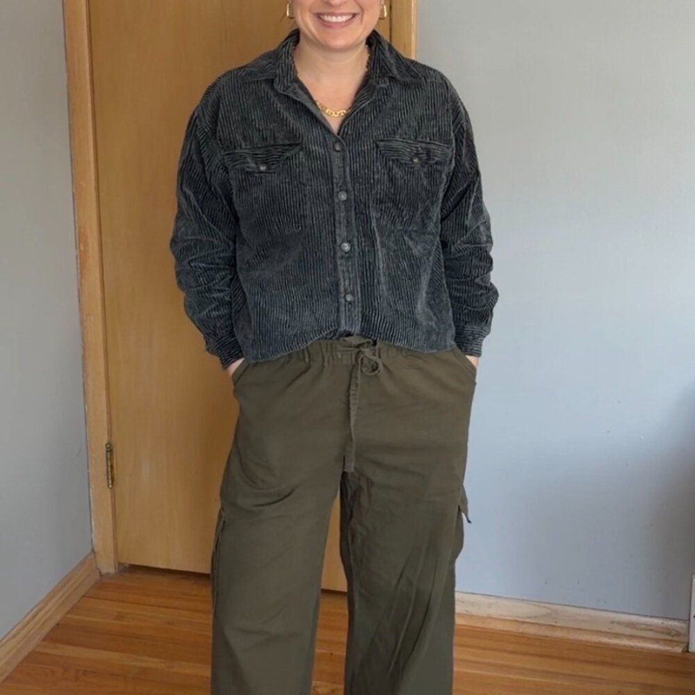 At Last & Co vintage Women's Size M 100% cotton corduroy button down - Picture 5 of 8